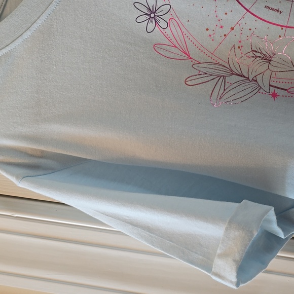 ELECTRIC PINK BRAND WOMENS BLUE ZODIAC SIGNS CROP TOP TEE-SHIRT SIZE XL - Picture 6 of 16